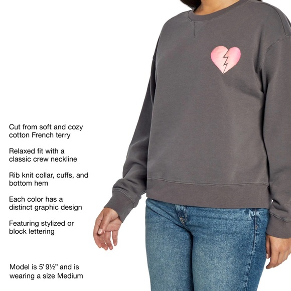 Wildfox I Wish It Was Saturday Grey/Pink Crewneck Sweatshirt - Picture 4 of 7